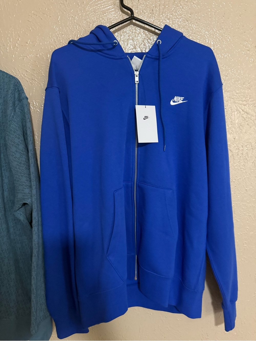 Nike Bright Blue Zip-Up Hoodie with White Swoosh